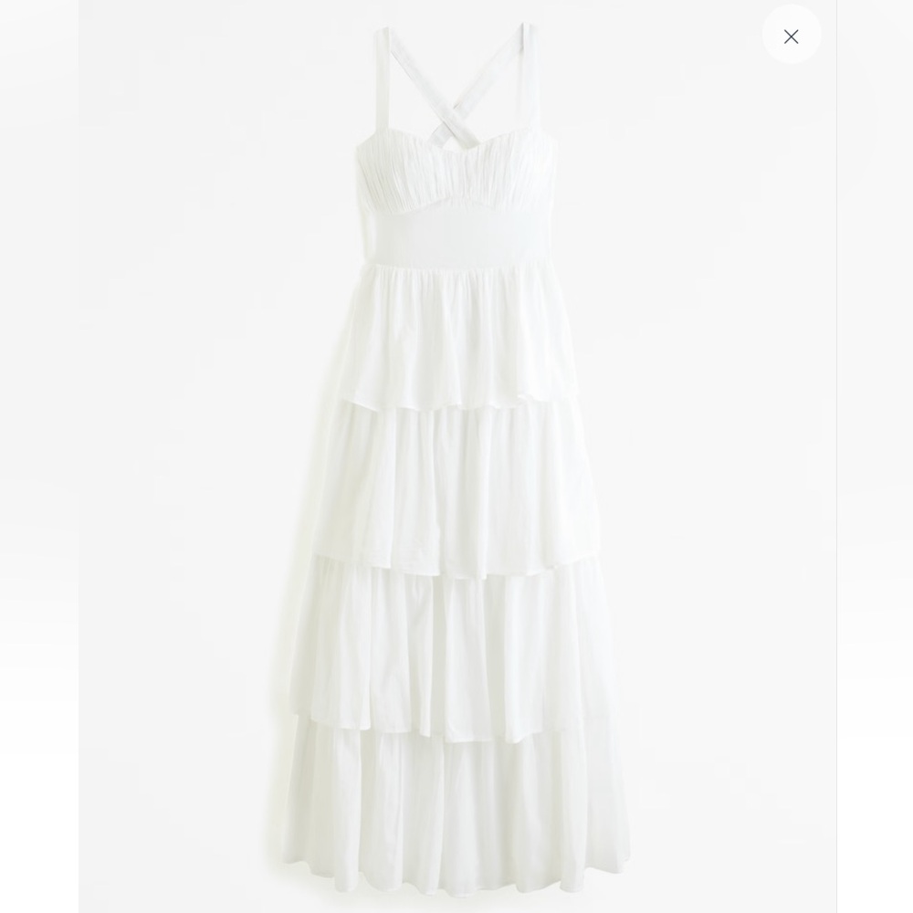 Abercrombie lace up back ruffle tiered maxi dress